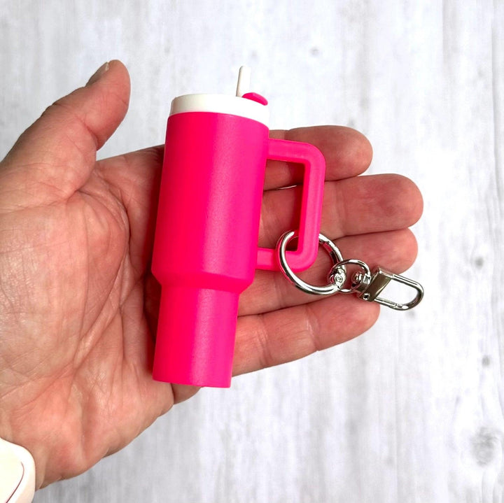 Hot Pink Mini Tumbler Key Chain from Iconic Mi.