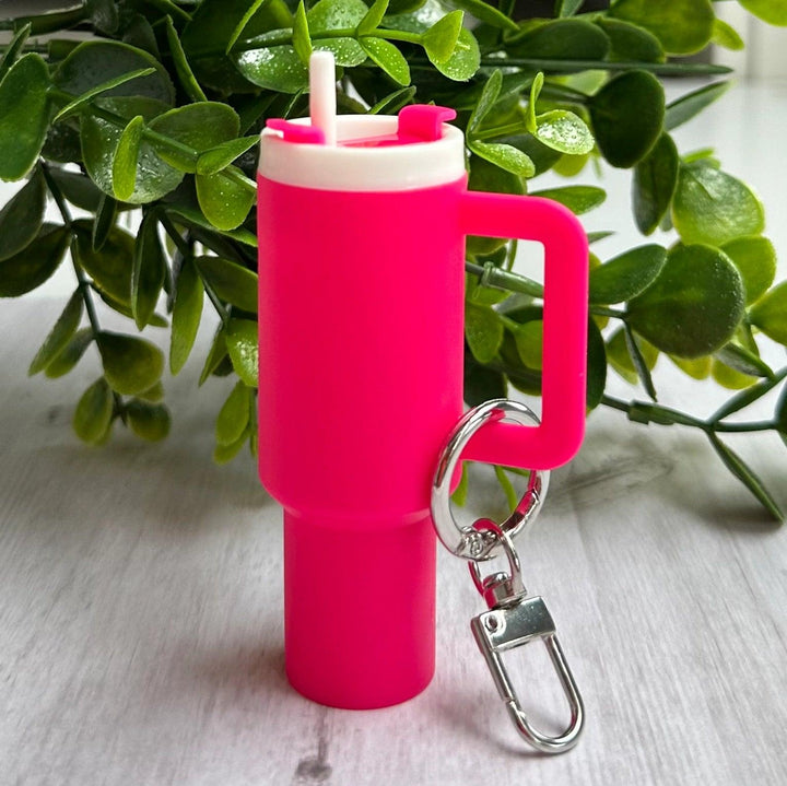 Hot Pink Mini Tumbler Key Chain from Iconic Mi.