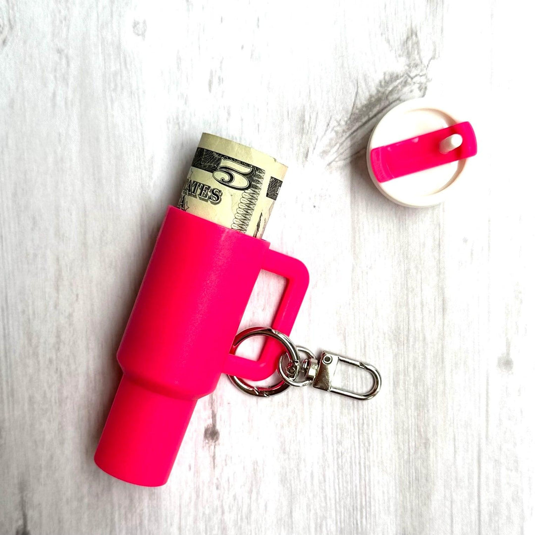 Hot Pink Mini Tumbler Key Chain from Iconic Mi.