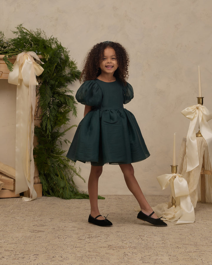 Girls Dresses | Sofia Dress- Green Shimmer | Noralee
