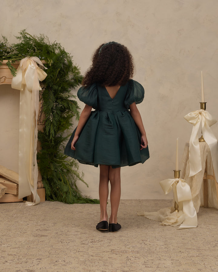 Girls Dresses | Sofia Dress- Green Shimmer | Noralee
