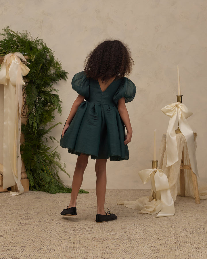 Girls Dresses | Sofia Dress- Green Shimmer | Noralee