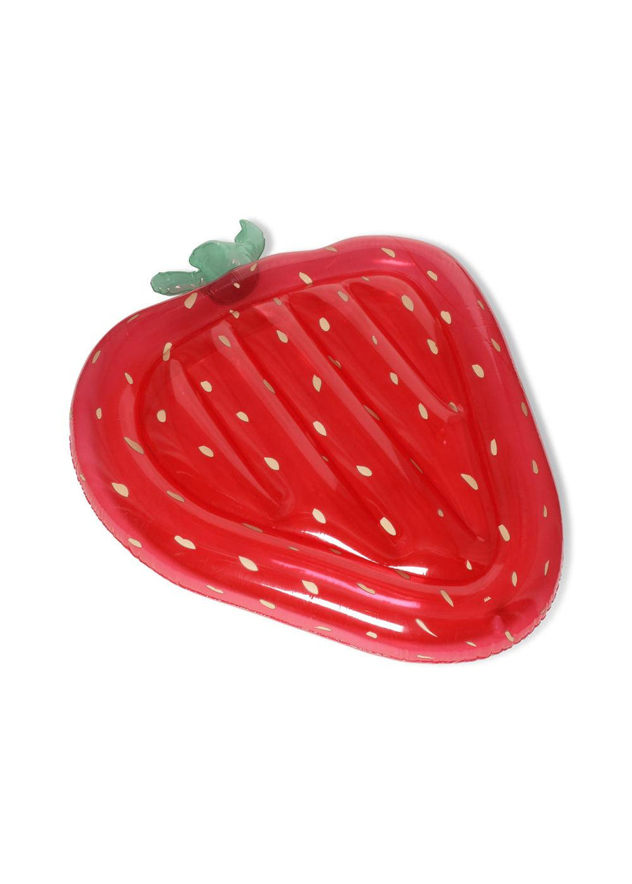 pool float in the shape of a strawberry
