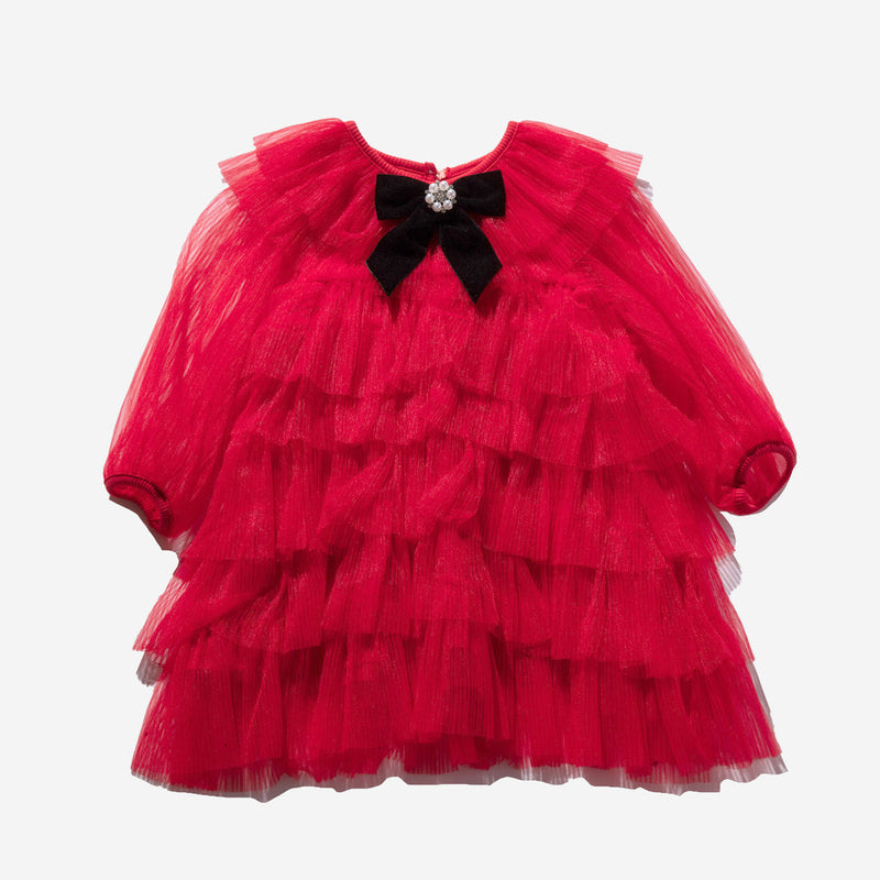 Girls Dress | Six Layered Dress- Red | Petite Hailey
