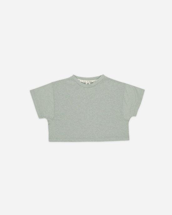 seafoam green cropped tee shirt. short sleeves