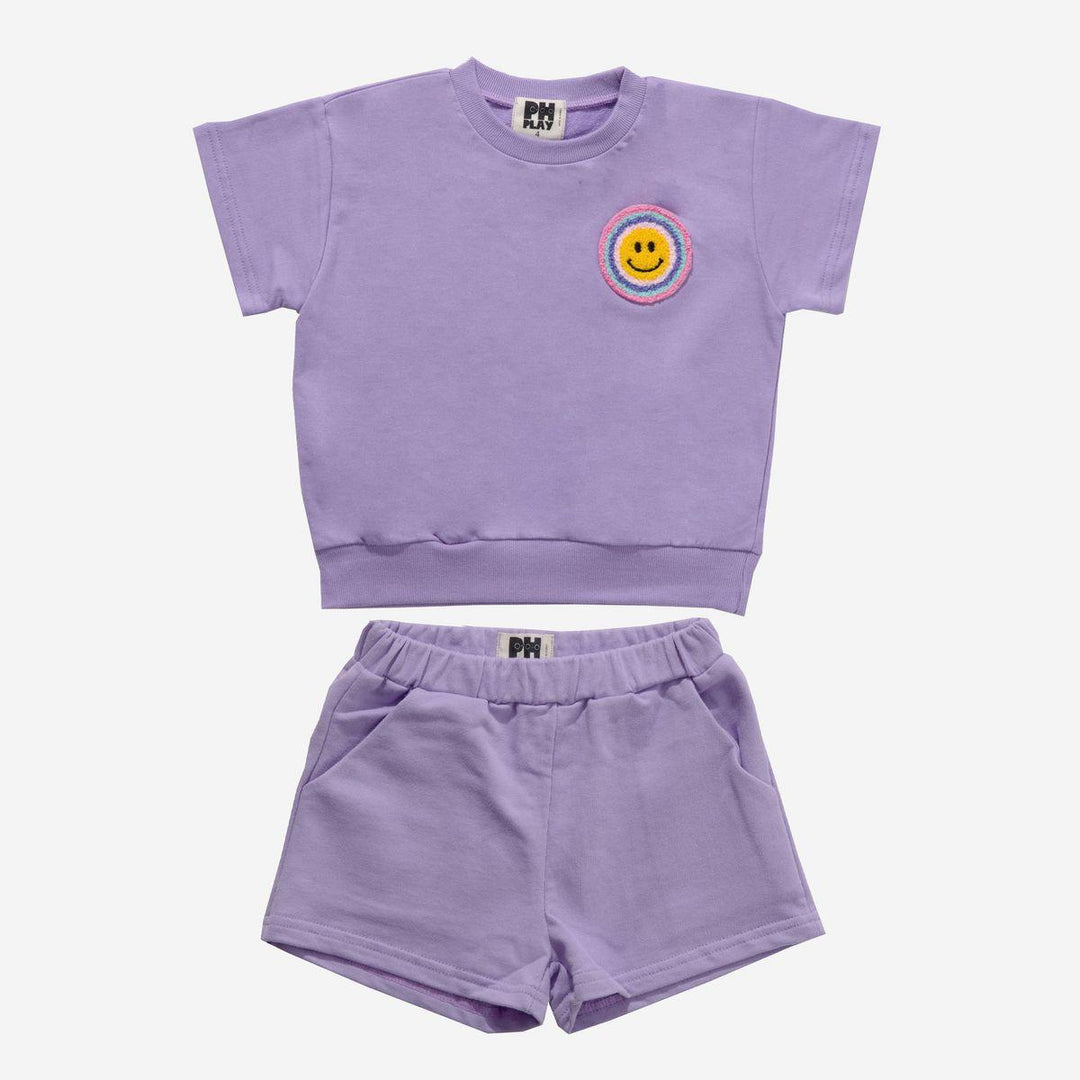 Girl Sets | Purple Multi Smile Sweatshirts Set | Petite Hailey