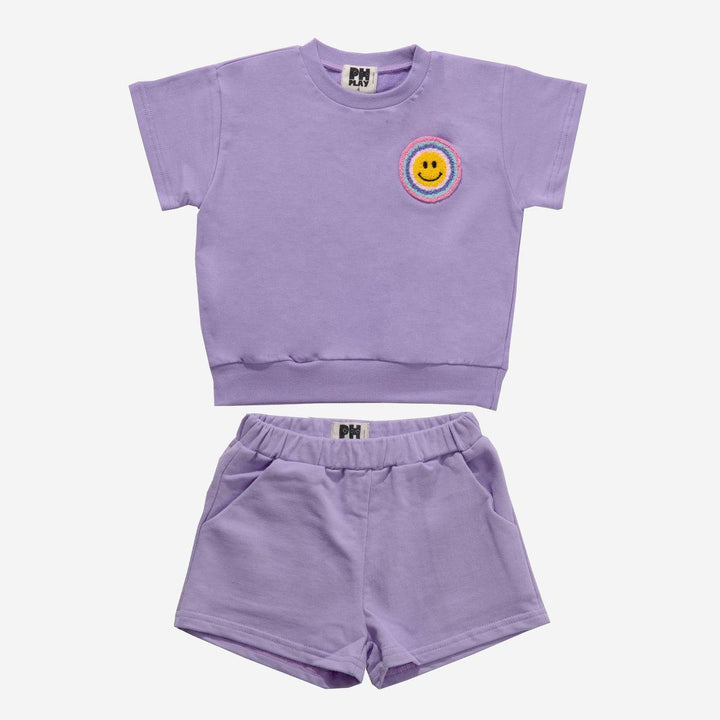 Girl Sets | Purple Multi Smile Sweatshirts Set | Petite Hailey