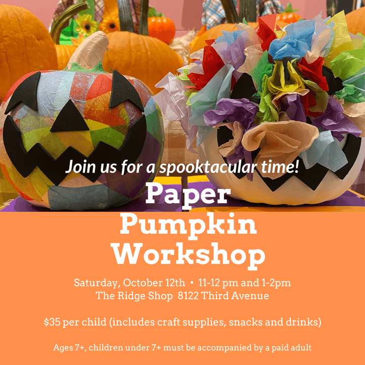 Event | Paper Pumpkin Workshop - Oct 12th | The Ridge Shope