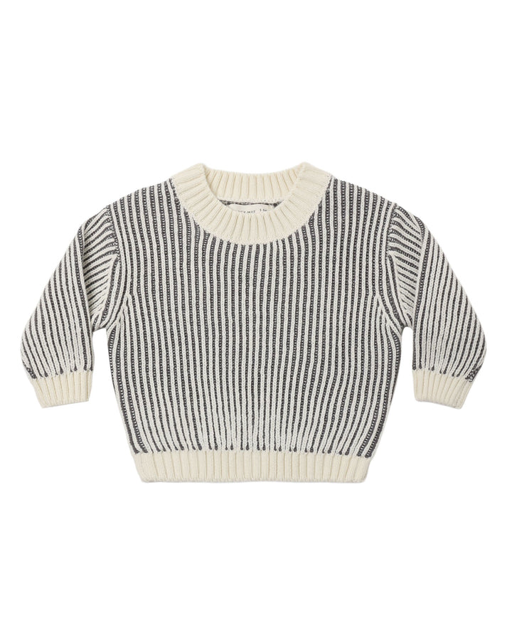 Striped sweater with a white collar on a white background