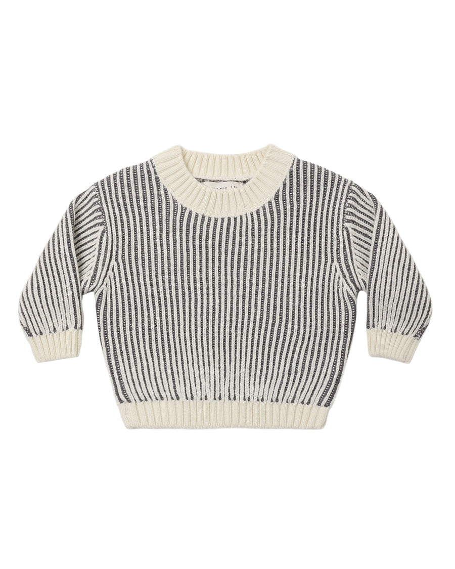 Striped sweater with a white collar on a white background