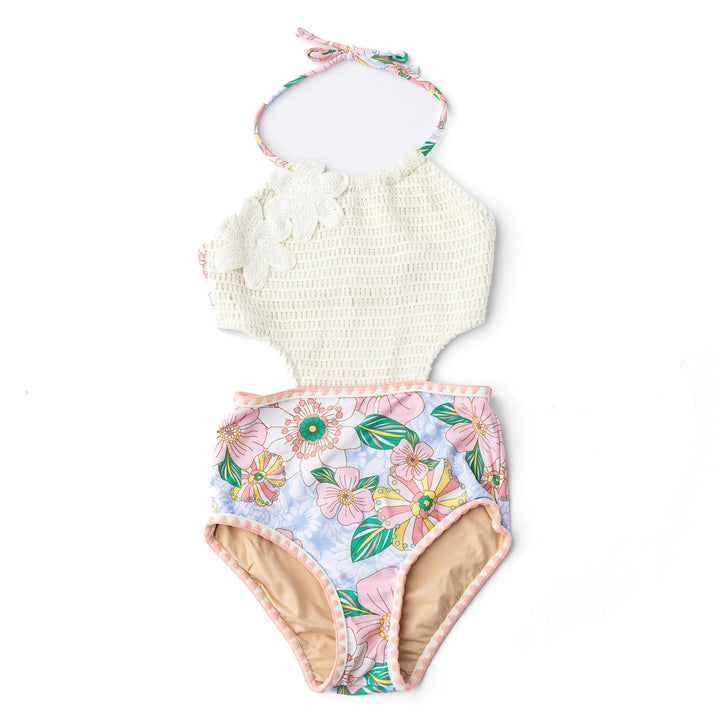 Tween Swimwear | Crochet Halter Retro Floral | Shade Critters