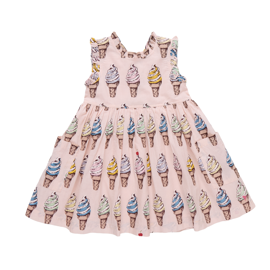 Dress with ice cream cone pattern on a white background