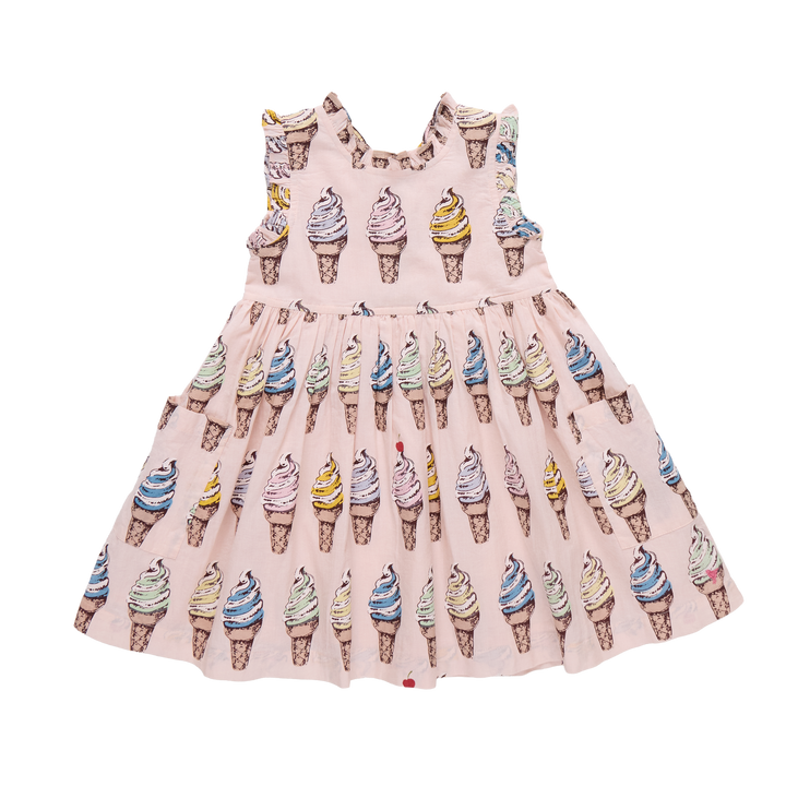 Dress with ice cream cone pattern on a white background