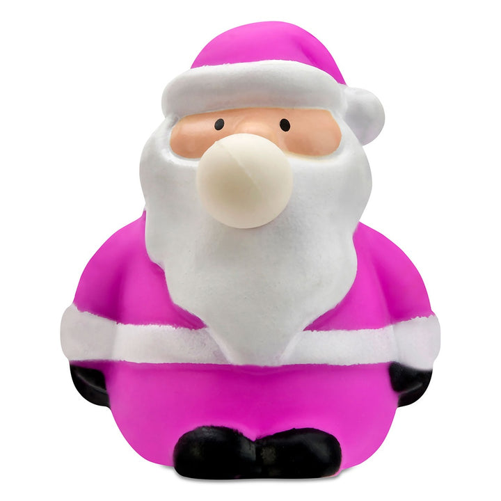 Pink Santa Claus figurine with a white beard on a white background