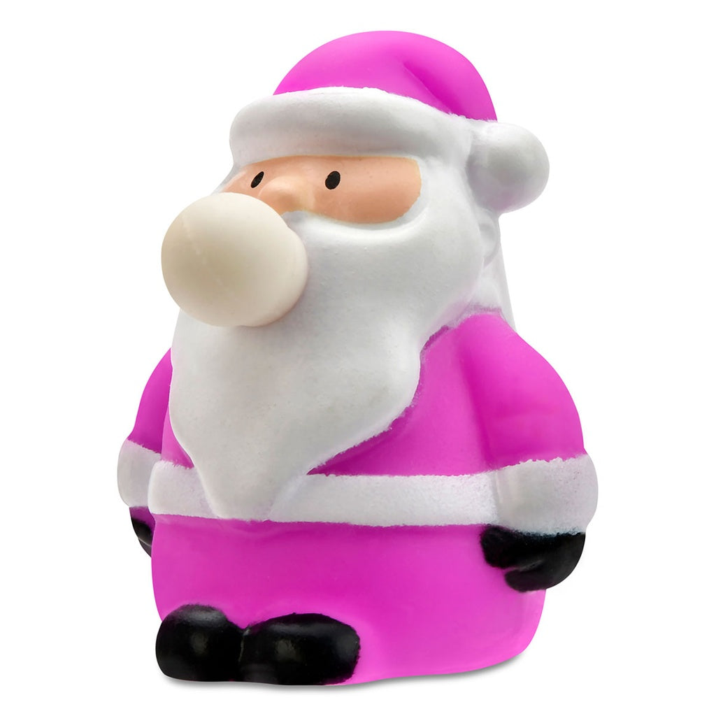 Pink Santa Claus figurine with a white beard on a white background