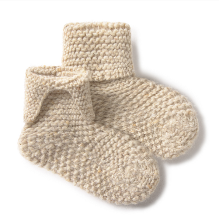 Baby Unisex Hat | 2PC Set: Knit Hat and Booties- Oat | Li and Me