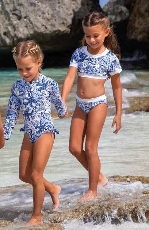 Tween Swimwear | 2 Piece: Cropped Tiki Tides - Blue | Shade