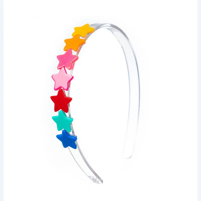 Multi Rainbow Stars on Acrylic Headband by Lilies and Roses NY