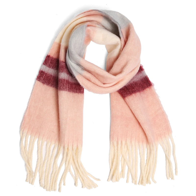 Fashion City Striped Chunky Oblong Pink Scarf