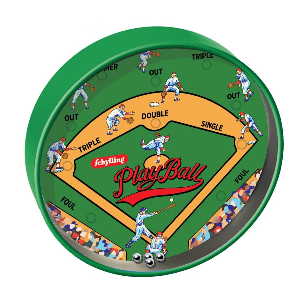 Baseball-themed game tin puzzle with players 