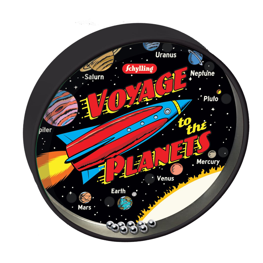 Toy puzzle with 'Voyage to the Planets' design featuring a rocket and solar system planets.