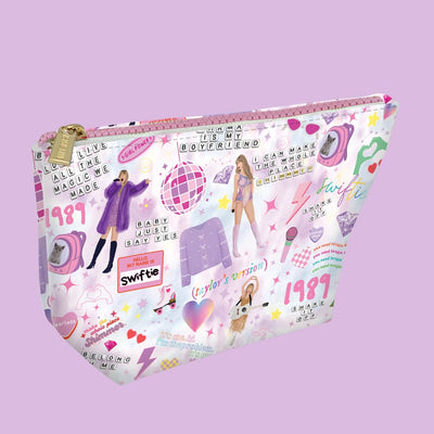 Aspen Lane Mosaic Magic Cosmetic Pouch with Taylor Swift print all over the cosmetic bag.