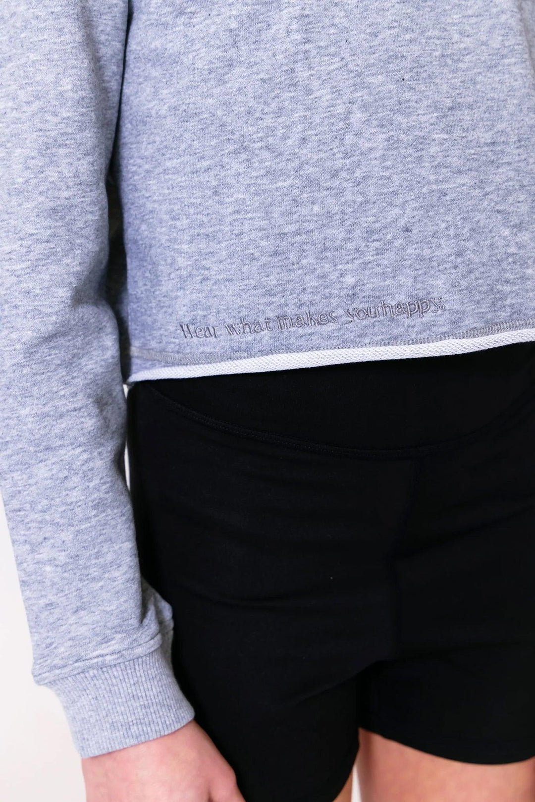 Terez Collegiate Grey Cropped Sweatshirt