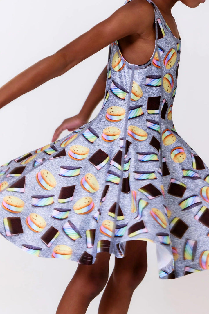 Hi Shine Skater Dress in Rainbow Ice Cream Saucer Print