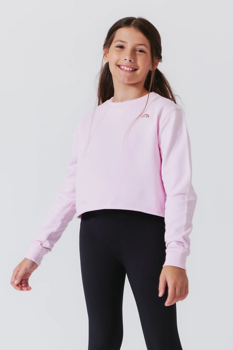 Tween Sweater | Raw Hem Cropped Crew- Rose | Terez