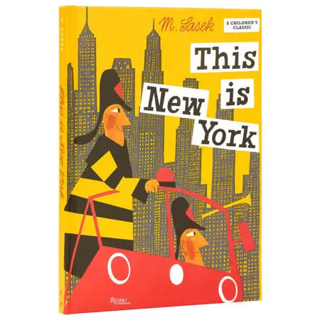 Book cover of 'This is New York' with a cityscape and characters on a yellow background