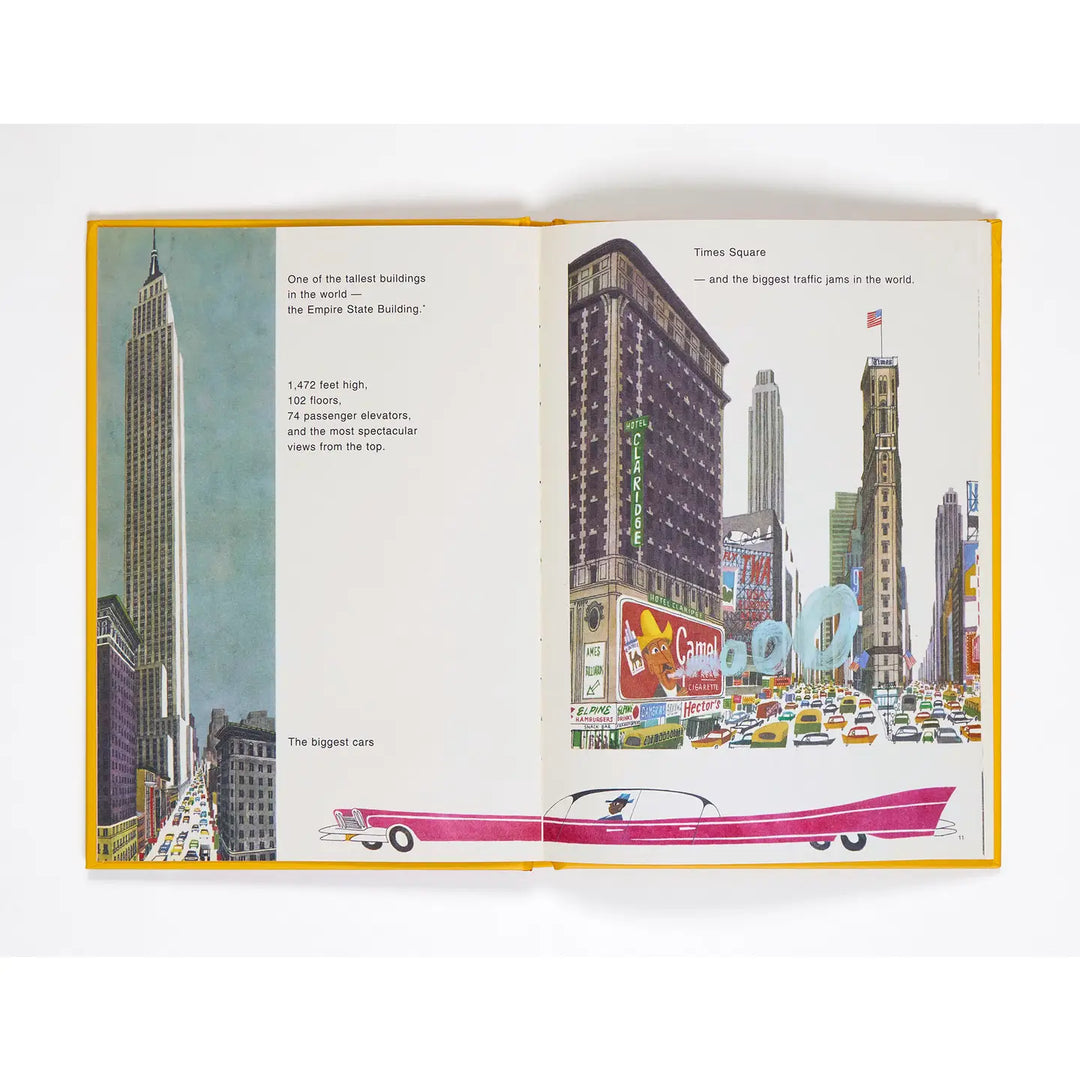 Illustration of a cityscape with tall buildings and a pink car, featuring text and graphics on a white background.