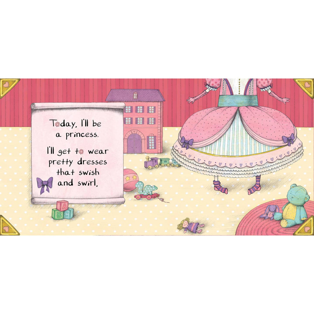 Illustration of a princess in a pink dress with text about being a princess.