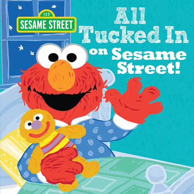 hardcover childrens book- sesame street book elmo's goodnight book. the title "All Tucked in on Sesame Street"