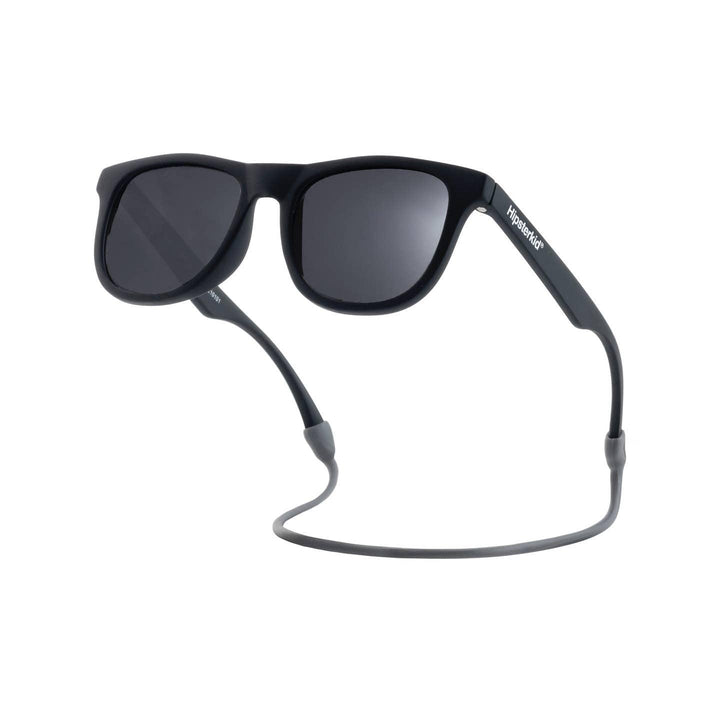 black weefarer sunglasses with stay on strap attached 
