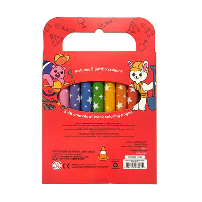 Travel Coloring Set |Carry Along Crayons & Coloring Book Kit - Work Zone | Ooly