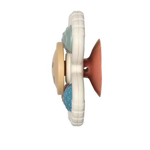sideview of teether with view of the suction cup