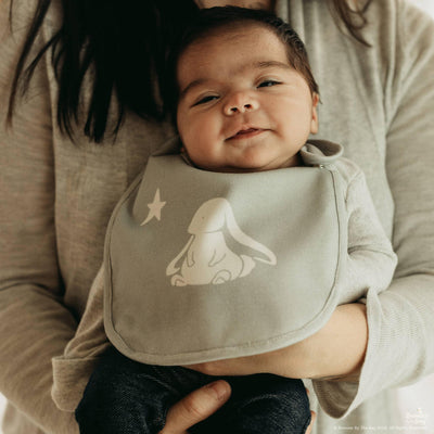 Baby Bib |Bloom's Organic Reversible Bib- Gray | Bunnies by the Bay - The Ridge Kids