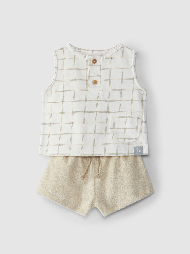 Baby Boy 2 Piece Set | Khaki Lattice | Snug - The Ridge Kids