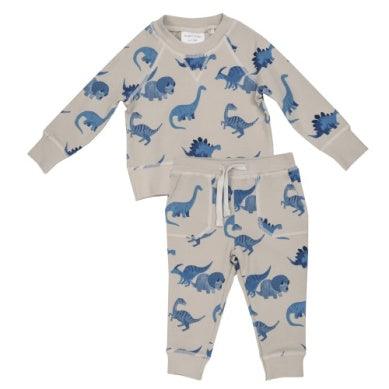 Baby Boy 2 Piece Set | Raglan Sweatshirt and Jogger- Dino | Angel Dear - The Ridge Kids