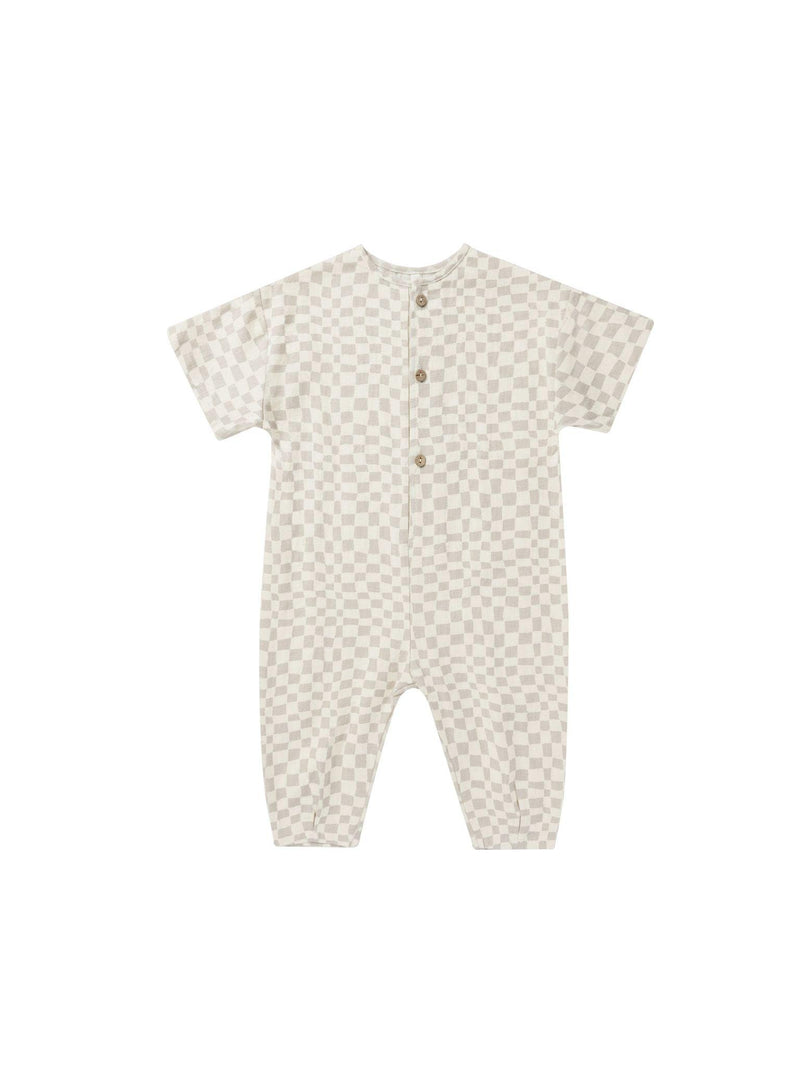 Baby Boy Jumpsuit | Hayes- Dove Check | Rylee and Cru - The Ridge Kids