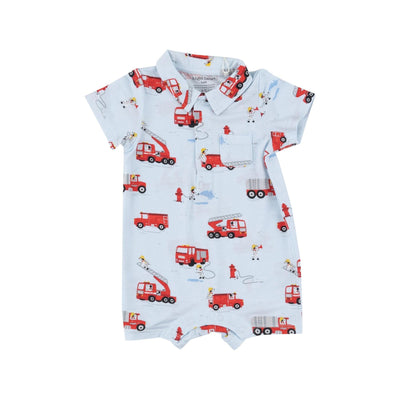 Baby Boy Romper | Polo Shortie- Fire Truck Dalmatian | Angel Dear - The Ridge Kids