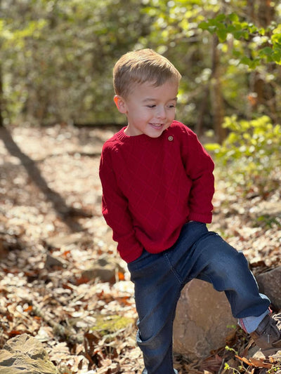 Baby Boy Sweater | Archie - Red | Me and Henry - The Ridge Kids