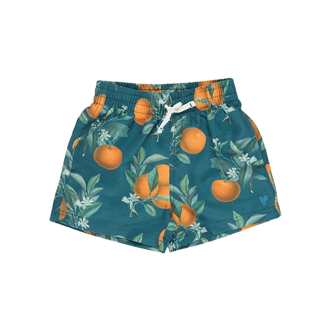 Baby Boy Swimwear | Trunks- Green Botanical Oranges | Pink Chicken - The Ridge Kids