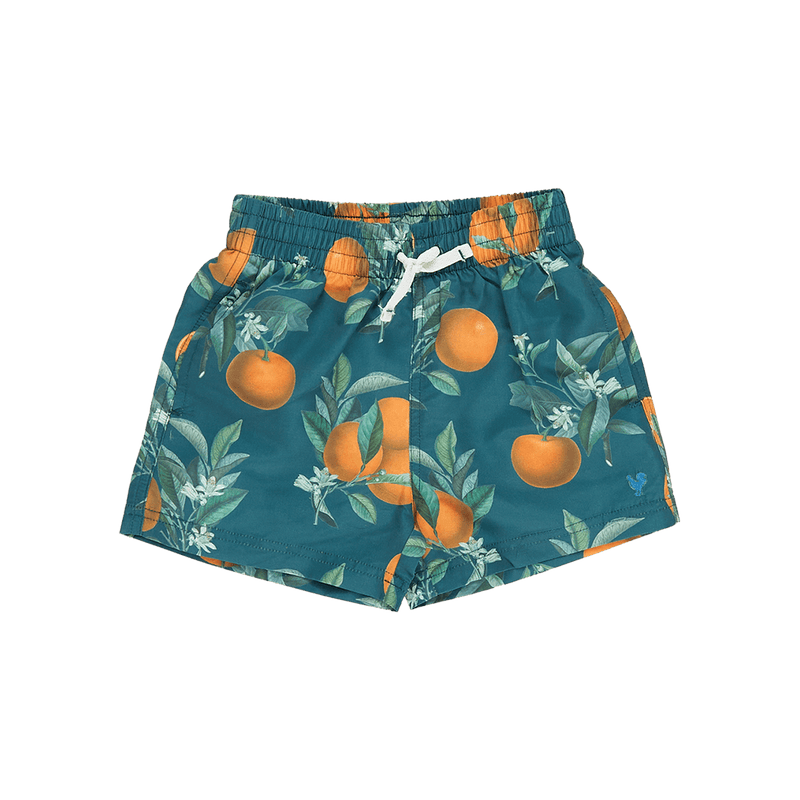 Baby Boy Swimwear | Trunks- Green Botanical Oranges | Pink Chicken - The Ridge Kids