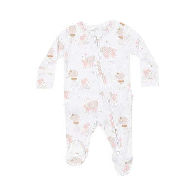 Baby Footie | 2 way zipper- Elephant and Bunny Ballerina| Angel Dear - The Ridge Kids