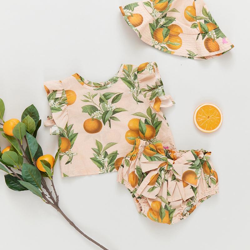 Baby Girl 2 Piece Set | Abigail - Pink Botanical Oranges | Pink Chicken - The Ridge Kids