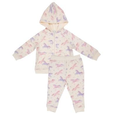 Baby Girl 2 Piece Set | Hoodie and Jogger Set: Dreamy Unicorns | Angel Dear - The Ridge Kids