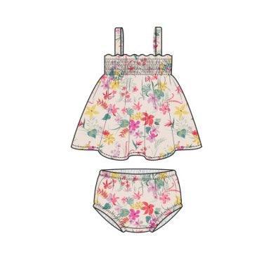 Baby girl 2 Piece Set | Smocked Top and Bloomer -Leilani Floral | Angel Dear - The Ridge Kids