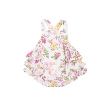 Baby Girl Bubble | Ruffle Sunsuit- Cute Hummingbird | Angel Dear - The Ridge Kids