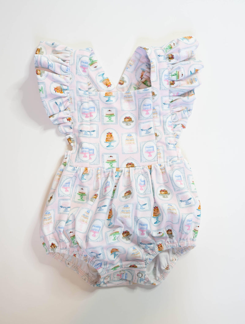 Baby Girl Bubble |Emmy Romper-Let Them Eat Cake | Ollie Jay - The Ridge Kids